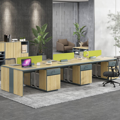 域赢职员位办公桌屏风职员工作位现代简约隔断卡座一字型面对面六人位