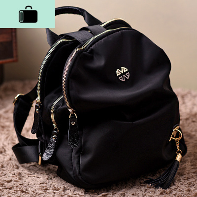 欧美时尚2020新款防水尼龙配皮双肩包女轻便多隔层大容量背包潮NEW LAKE