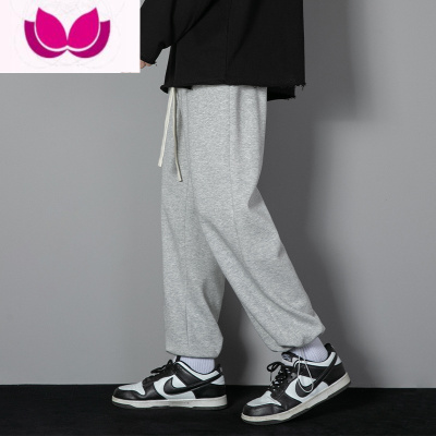 七斓束脚裤子男款春季九分灰色卫裤款男士宽松运动裤男生休闲长裤