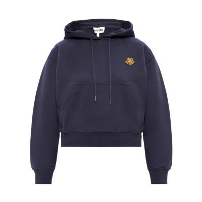高田贤三(Kenzo)海军蓝纯棉连帽卫衣女款舒适百搭休闲运动老虎贴