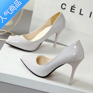 SUNTEK2023春季新款韩版漆皮浅口夜场单鞋细跟尖头小清新性感高跟鞋子女