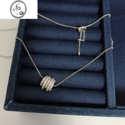 JiMi1家小蛮腰多层圆圈项链女镶钻锁骨链白钻ins设计感可调节锁骨链