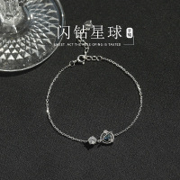 s999足银星球手链女精致闺蜜手饰品轻奢小众设计感简约2024年新款