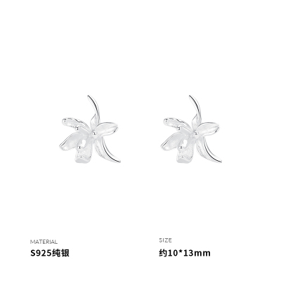 925纯银鸢尾花耳钉女耳环耳饰小众设计轻奢2025年新款潮送女朋友老婆情人节七夕生日礼物