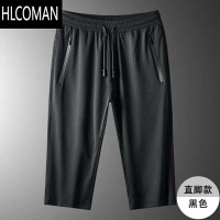 HLCOMAN夏季潮流冰丝空调速干薄款大码七分裤休闲男沙滩八分中裤运动短裤