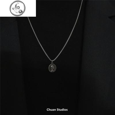 Chuan/19 ins情侣幸运币吊坠项链女暗黑系冷淡风锁骨链男蹦迪简约 JiMi