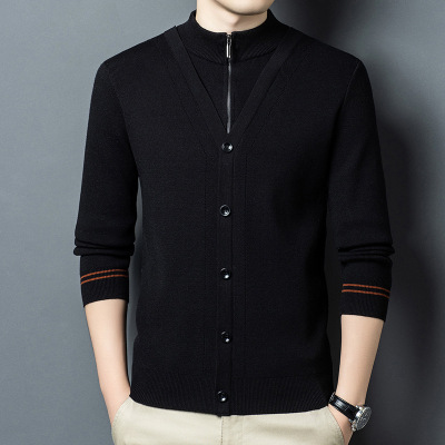 680g莱赛尔羊毛厚款针织开衫男冬季新款加厚保暖毛衣男士外套