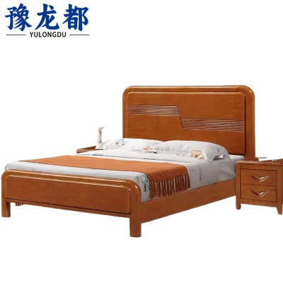 豫龙都实木床+床头柜 1.2m套