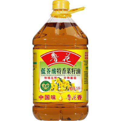 鲁花 食用油 低芥酸特香菜籽油 5L /桶 (新老包装随机发放)