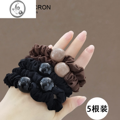 JiMi扎高马尾的发圈绑头发女发绳高端皮圈高弹力耐用黑色成人简约头绳