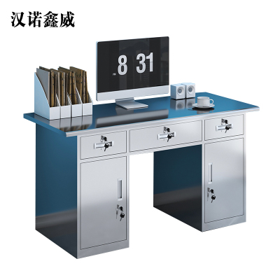 汉诺鑫威办公桌三斗二门[长1.4米]304食品级不锈钢
