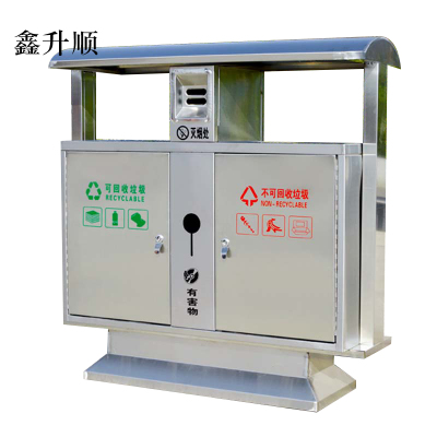 鑫升顺户外垃圾桶大号环卫不锈钢木分类双果皮箱室外垃圾箱不锈钢桶[304+渡锌板内胆]