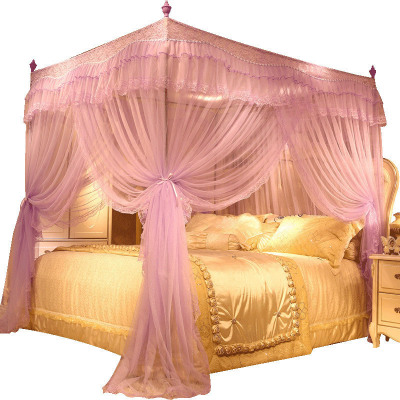 美帮汇三开蚊帐 1.8m床2米家用1.5蛟帐1.2加粗加厚不锈钢支架简约纹账