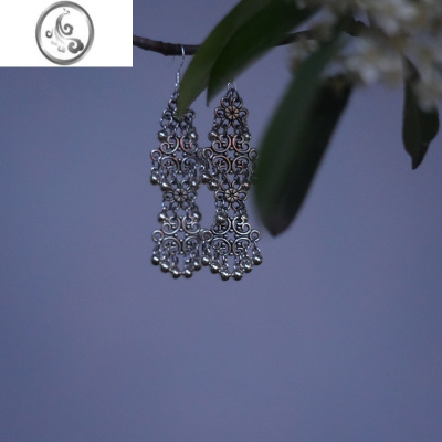 JiMi银铃。品质感新中式复古苗疆藏银原创国风汉元素耳环无耳洞耳夹