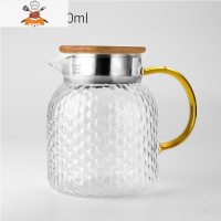 冷水壶 家用锤纹玻璃凉水壶 大容量高硼硅可高温透明泡茶壶带杯子 敬平