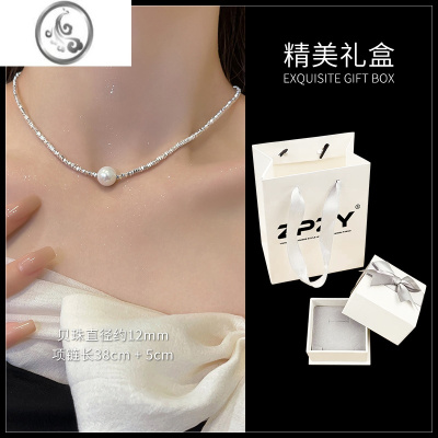 JiMi小碎银子珍珠项链轻奢小众925银银几两颈链2023新款项圈女款