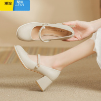 聚范旗袍鞋子玛丽珍单鞋女2024新款仙女粗跟高跟鞋软皮晚晚温柔伴娘鞋