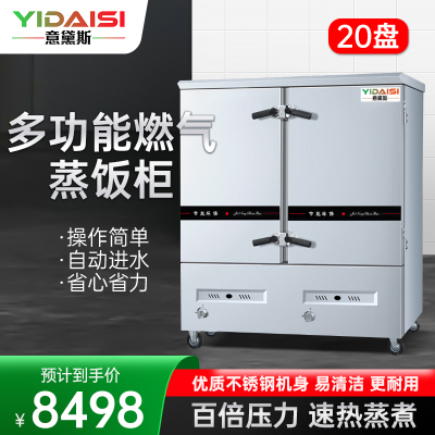 意黛斯(YIDAISI)燃气蒸饭柜YDS-RX-20商用蒸饭车蒸饭箱蒸包机食堂学校餐厅厨房蒸箱蒸柜20盘 天然气/液化气