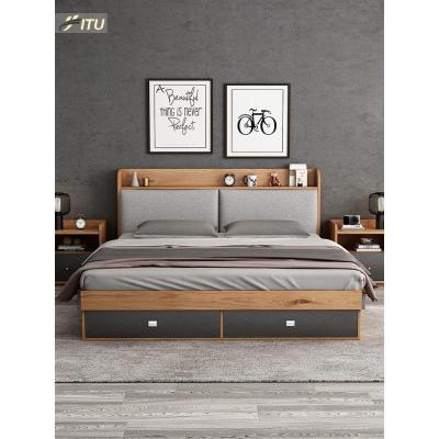 森美人北欧床1.5米板式床储物床大床主卧床INS榻榻米现代简约双人床