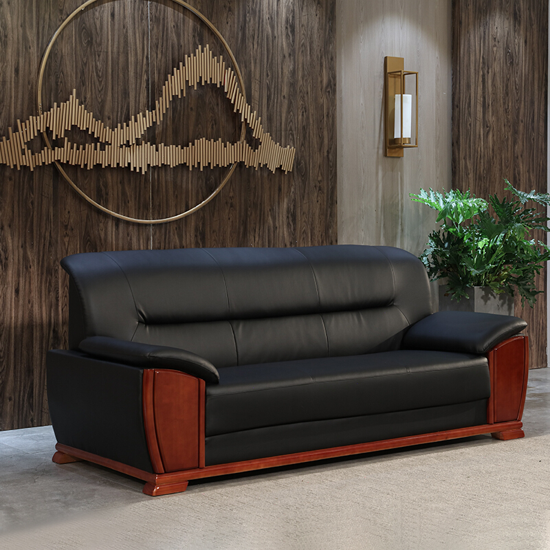 慧采云 办公家具办公沙发会客接待沙发皮扶手商务办公沙发三人位