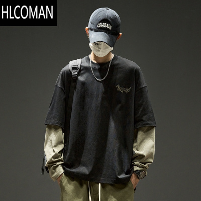 HLCOMAN假卫衣男款秋季美式运动休闲长袖t恤男生潮牌男装