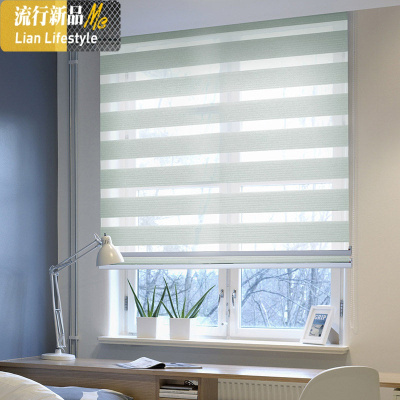 柔纱帘卷帘韩式遮光百叶窗帘办公室厨房卫生间双层斑马帘 三维工匠