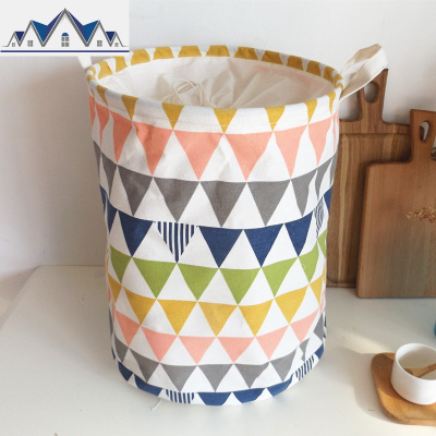 北欧布艺可折叠束口收口防尘脏衣篮玩具收纳桶宿舍脏衣服收纳筐篓 三维工匠收纳篮