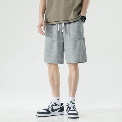 夏季华夫格男士短裤纯色休闲裤百搭款宽松运动五分裤厂家