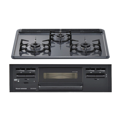 日本原装进口 RINNAI林内嵌入式烤箱灶METAL系列三眼灶简配黑色 RB32AM5H2S-BW-LPG液化气60cm