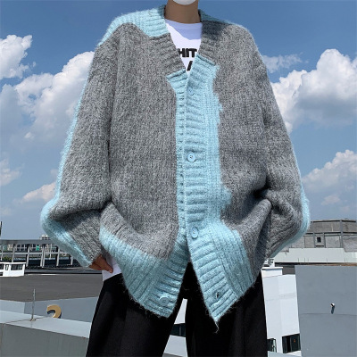 秋冬季新款开衫毛衣V领针织衫开襟慵懒风男女情侣线衣百搭毛衣男