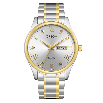ORSGA手表男简约男士手表双日历时尚休闲商务防水学生男表石英表腕表1162G