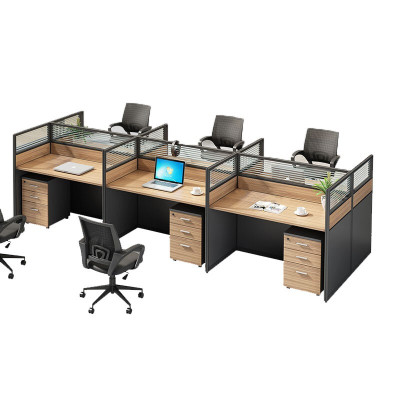 创世人 办公家具职员办公桌6人位电脑屏风隔断员工桌卡座电脑办公桌