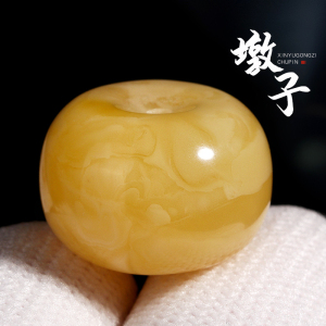 原矿蜜蜡单珠俄料墩子鼓珠隔珠项链平安扣吊坠猴头手串文玩配饰送女朋友老婆情人节七夕生日礼物