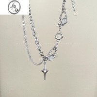 JiMi钛钢双层玛瑙流苏项链女ins嘻哈冷淡风颈链高级设计感小众锁骨链