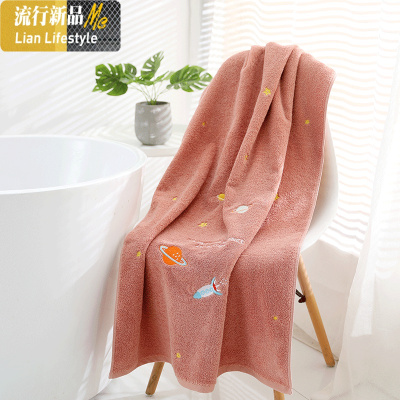 儿童浴巾家用棉吸水成人婴儿游泳大号柔软不毛加厚刺绣大毛巾 三维工匠