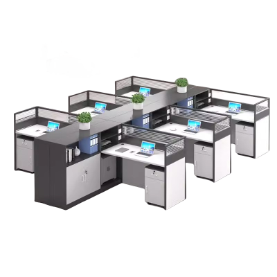 迅迈 干字型六人位+柜4200*3000*1100mm 职员办公桌 现代工位 员工桌屏风 卡位卡座