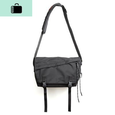 潮流休闲单肩斜挎包男简约运动骑行邮差包嘻哈学生斜背包潮牌男包NEW LAKE 黑色