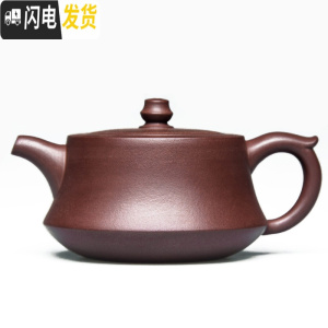 三维工匠宜兴老紫砂壶纯全手工正宗名家柱础壶功夫茶具套装球孔家用泡茶壶 300紫泥大柱础九孔款