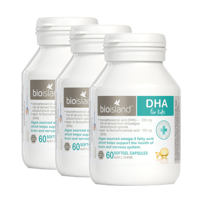 3件装|BIO ISLAND 佰澳朗德孕妇可用婴幼儿DHA海藻油 60粒/瓶