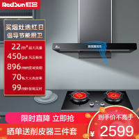 红日(RedSun)烟灶套餐家用欧式22立方瞬吸450pa畅排挥手感应抽油烟机高效智能定时厨电套装17H+YEM618B