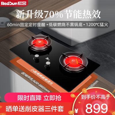 红日(RedSun)家用台嵌两用熄火保护 固定定时 1200℃猛火燃气红外线灶 节能省气灶EX26B液化气