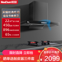 红日(RedSun)烟灶套餐家用欧式22立方瞬吸450pa畅排烟机挥手感应抽油烟机一键清洗烟机套装17H+TES218B