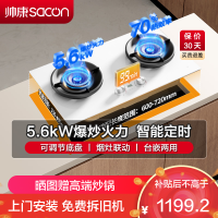 帅康(sacon)3B816W燃气灶嵌入式双眼灶5.6kW大火力可调节定时钢化玻璃台嵌两用家用打火灶双灶台式煤气灶天然气