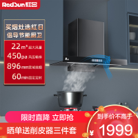 红日(RedSun)烟灶套餐家用欧式22立方瞬吸450pa畅排烟机挥手感应抽油烟机一键爆炒烟机套装17H+TEM208B