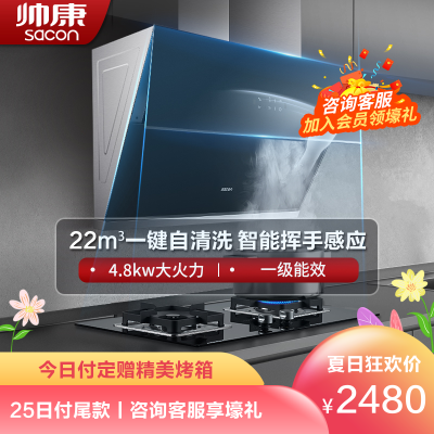 帅康(sacon)烟灶套餐自清洗抽油烟机灶具套餐厨电套装22立方CS230+71B烟机灶具套装侧吸式煤气灶烟机套装液化气