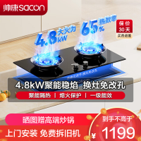 帅康(sacon)B88燃气灶嵌入式双眼灶4.8kW大火力可调节尺寸钢化玻璃台嵌两用家用打火灶煤气炉双灶台式煤气灶液化气