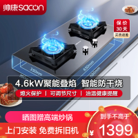 帅康(sacon)E8T01F燃气灶嵌入式双眼灶4.6kW大火力防干烧可调节尺寸钢化玻璃台嵌两用家用炉具台式煤气灶液化气