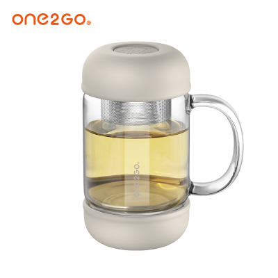 One2Go玻璃杯女士泡茶杯花茶杯茶水分离杯办公室耐热玻璃茶水杯子