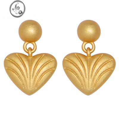 JiMi耳边风 高级感哑光金属爱心ins小巧银银耳钉复古小耳环