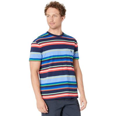 拉夫劳伦RalphlaurenStripedPocket轻盈舒适彩虹条纹夏季男士短袖流行时尚休闲百搭运动男士T恤
